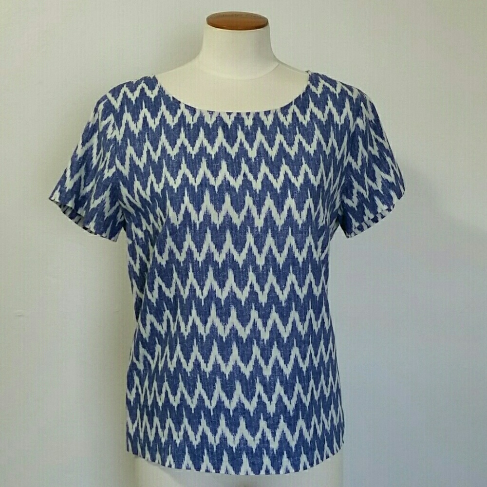 JCREW short sleeve ikat print top